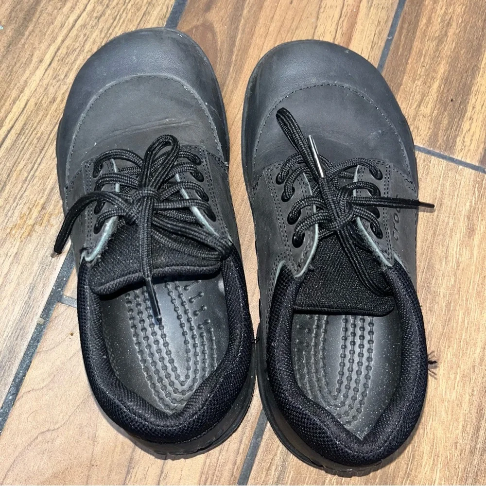 CROCS Mens 7 Women 9 Velocity Slip-Resistant Lace-up Comfort Work Sneakers Black - Picture 4 of 7